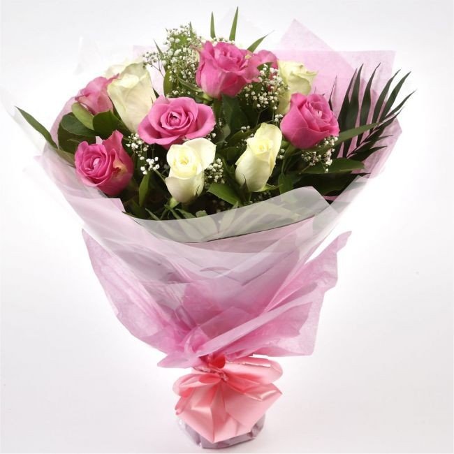 Pink and White Rose Bouquet